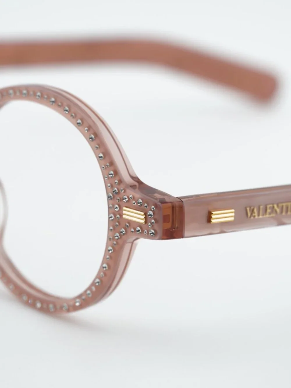 Valentino VLX-185E Eyeglasses Pink with Stones 43mm Round Frame